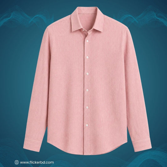 Blush Pink Textured Soft Full Sleeve Shirt | F-2011