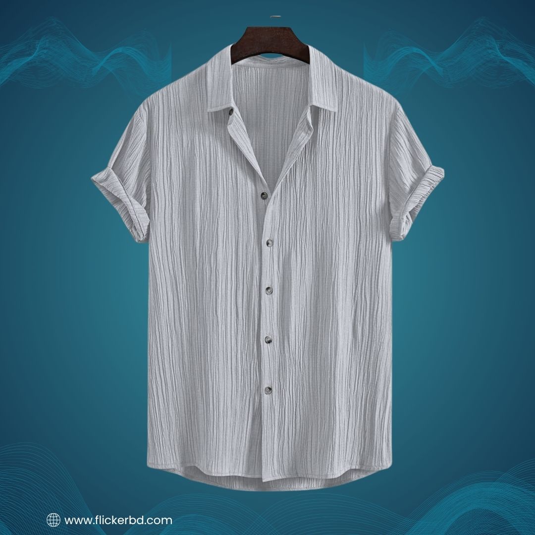 Grey Haze Texture Soft Half Sleeve Shirt |H-803