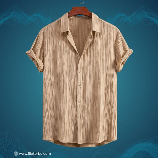 Beige Breeze Texture Premium Half Sleeve Shirt |H-804