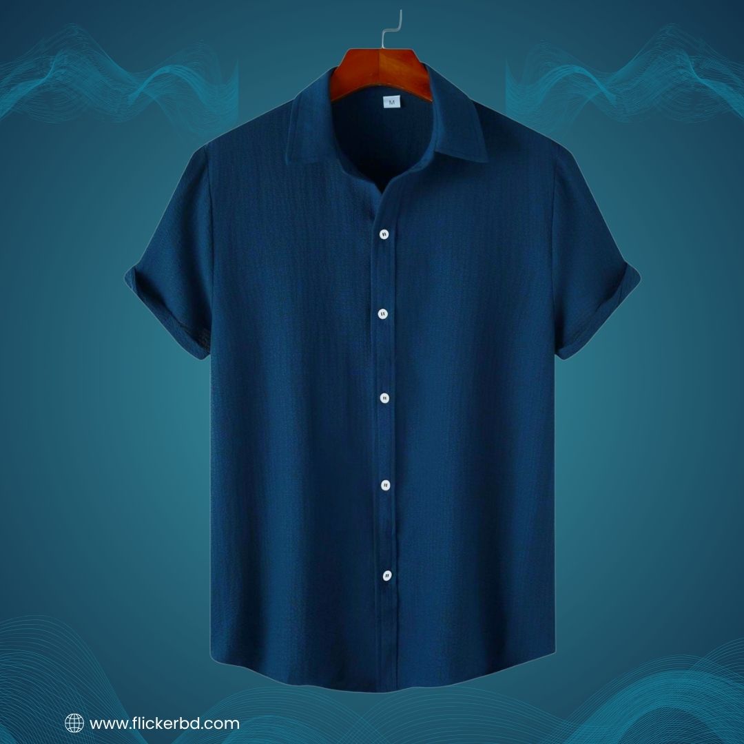 Blue Textured Summer Soft Shirt | H-409