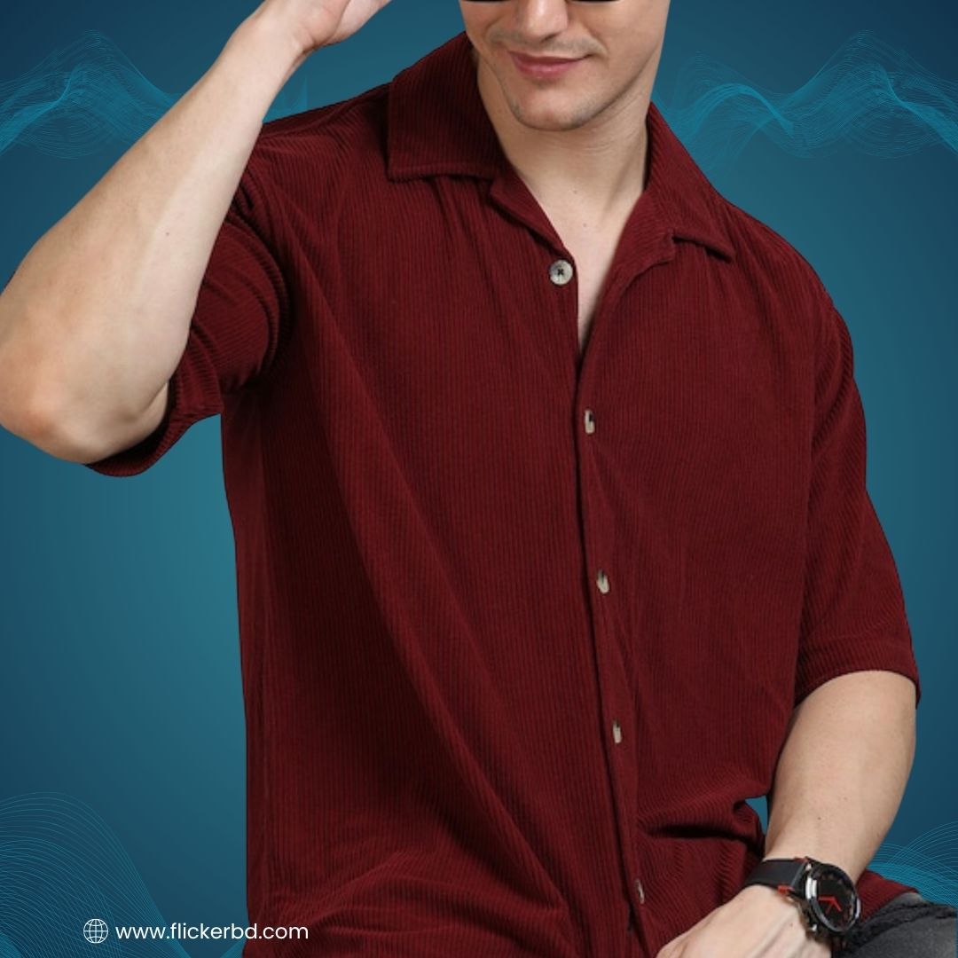 Cuban Collar Corduroy Half Sleeve Shirt |H-204