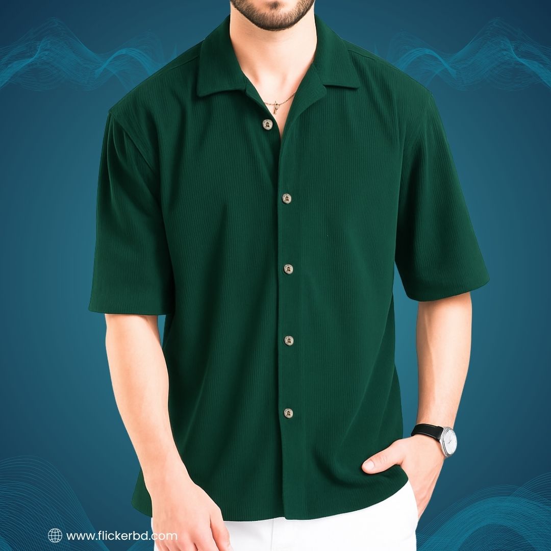 Cuban Collar Corduroy Half Sleeve Shirt |H-202