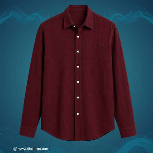 Deep Maroon Textured Soft Full Sleeve Shirt | F-2012