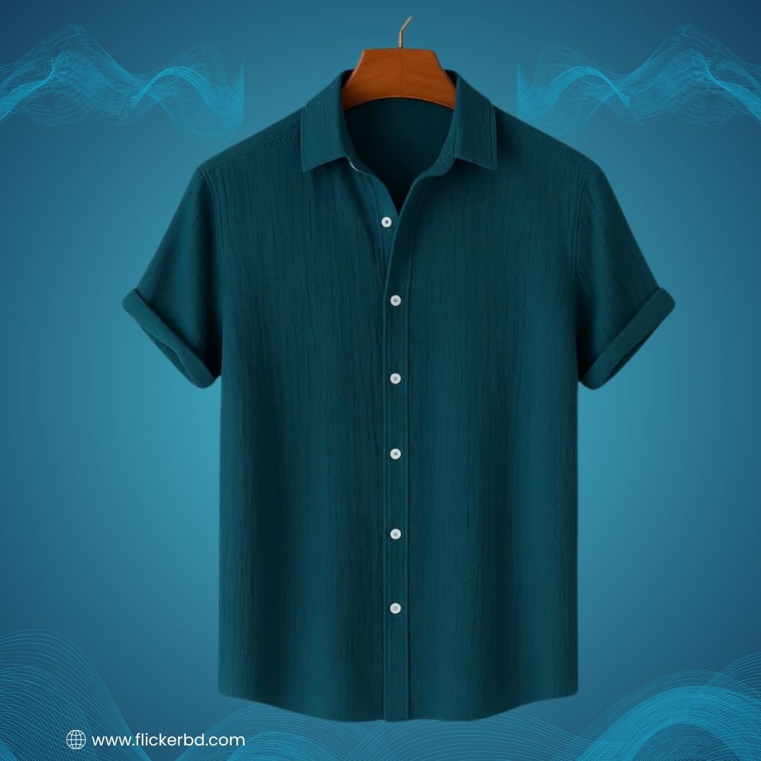 Deep Teal Textured Soft Shirt | H-707