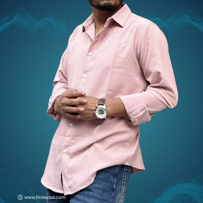 Blush Pink Textured Soft Full Sleeve Shirt | F-2011