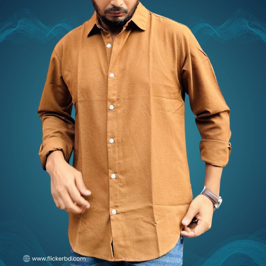 Cocoa Brown Textured Soft Full Sleeve Shirt | F-2014