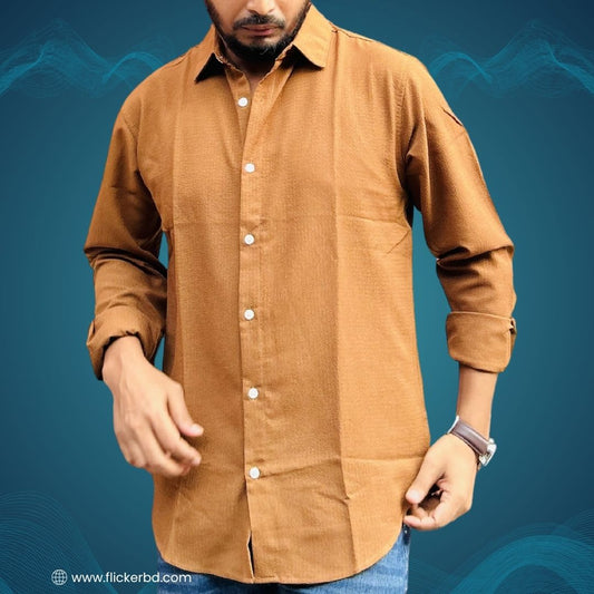 Cocoa Brown Textured Soft Full Sleeve Shirt | F-2014