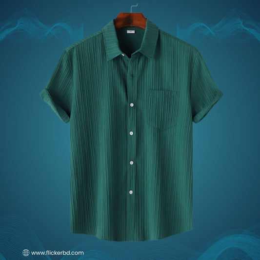 Forest Green Textured Soft Shirt | H-680