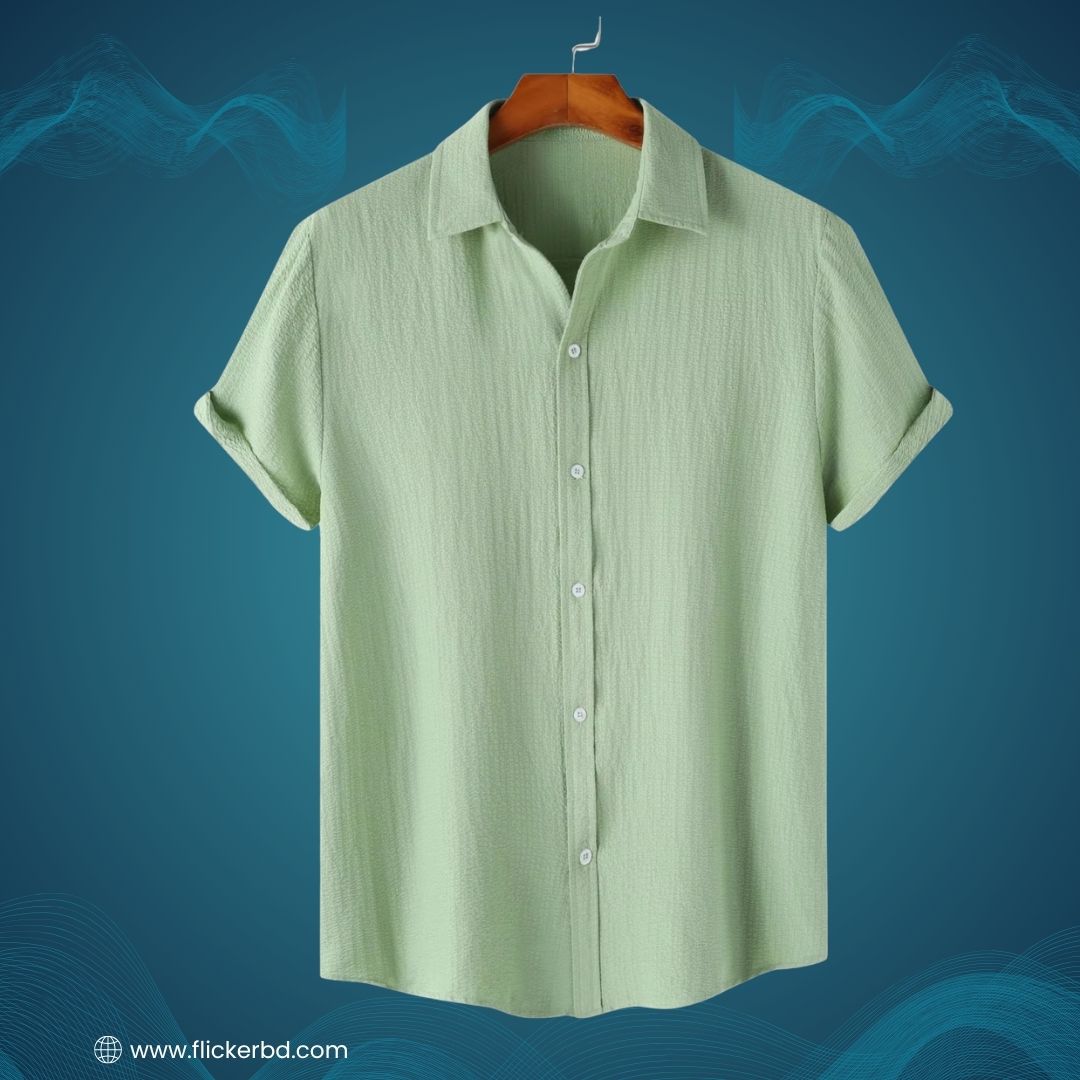 Mint Green Textured Soft Shirt | H-700