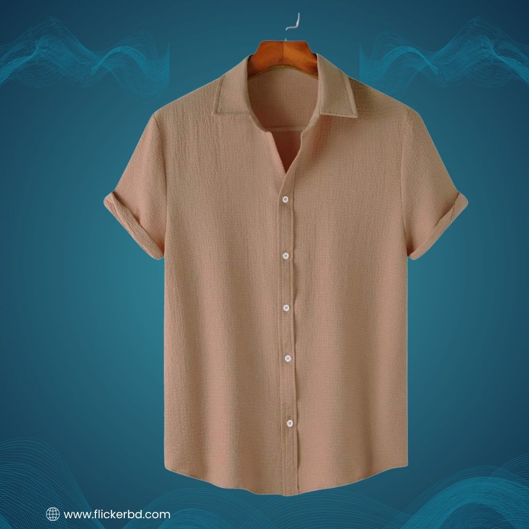 Sand Beige Textured Soft Shirt | H-710