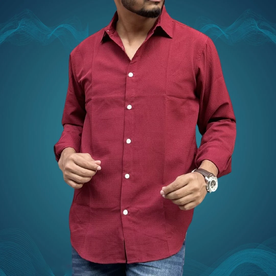 Deep Maroon Textured Soft Full Sleeve Shirt