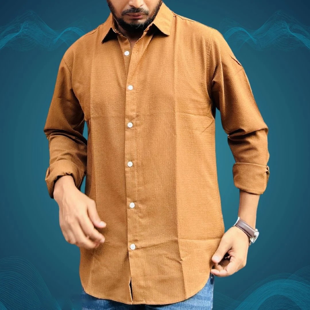 Cocoa Brown Textured Soft Full Sleeve Shirt