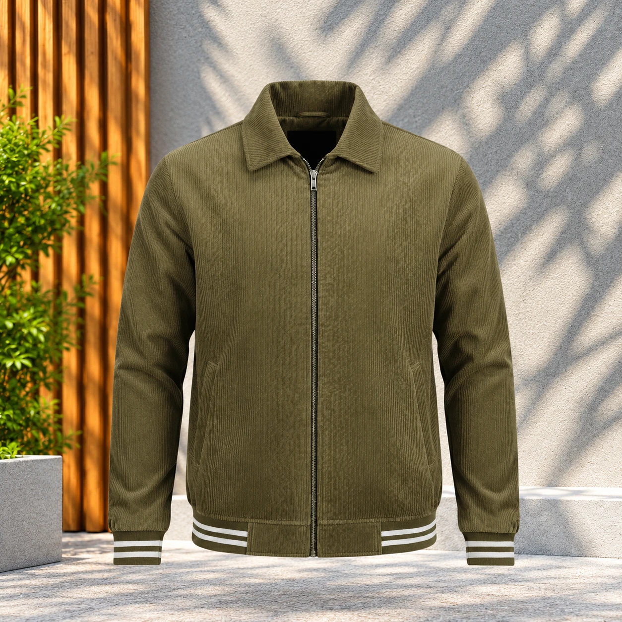 Essential Cord Jacket | Khaki Green - SF-130