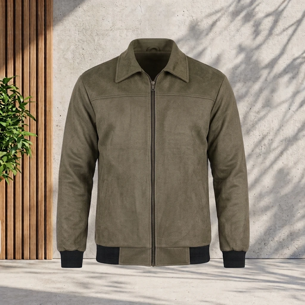 MP-830 - Classic Olive Zip-Up Collared Jacket