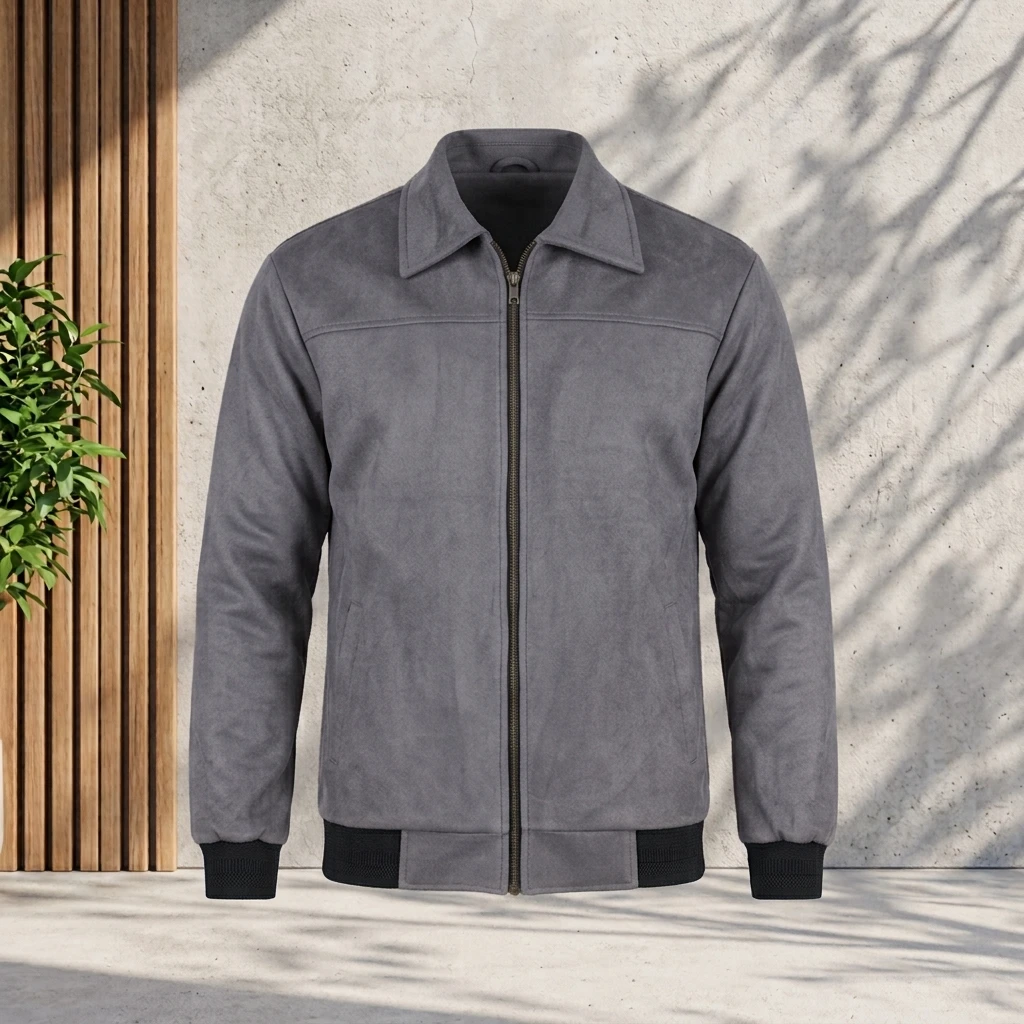 Classic Grey Zip-Up Collared Jacket | MP-820