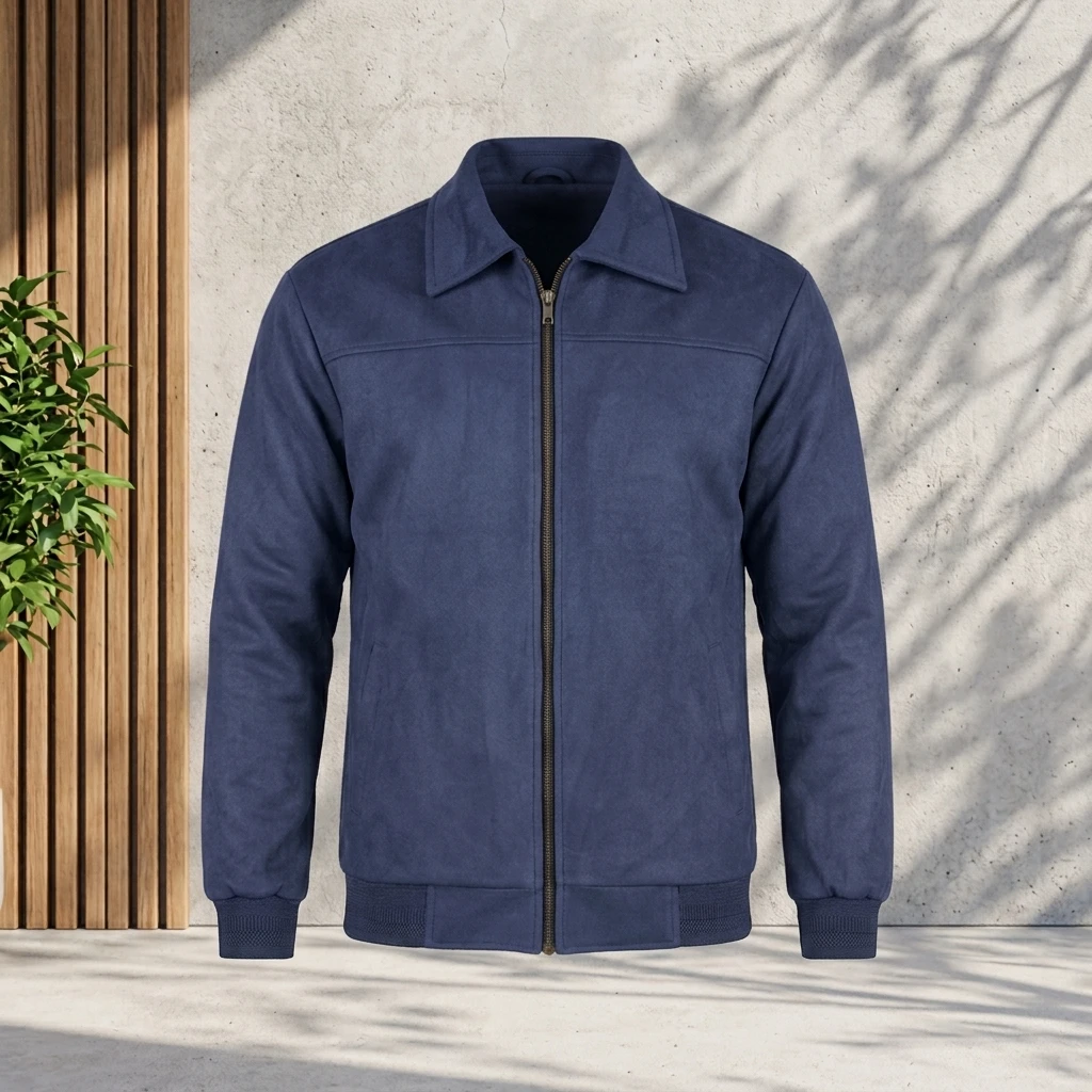 MP-840-  Classic Navy Zip-Up Collared Jacket