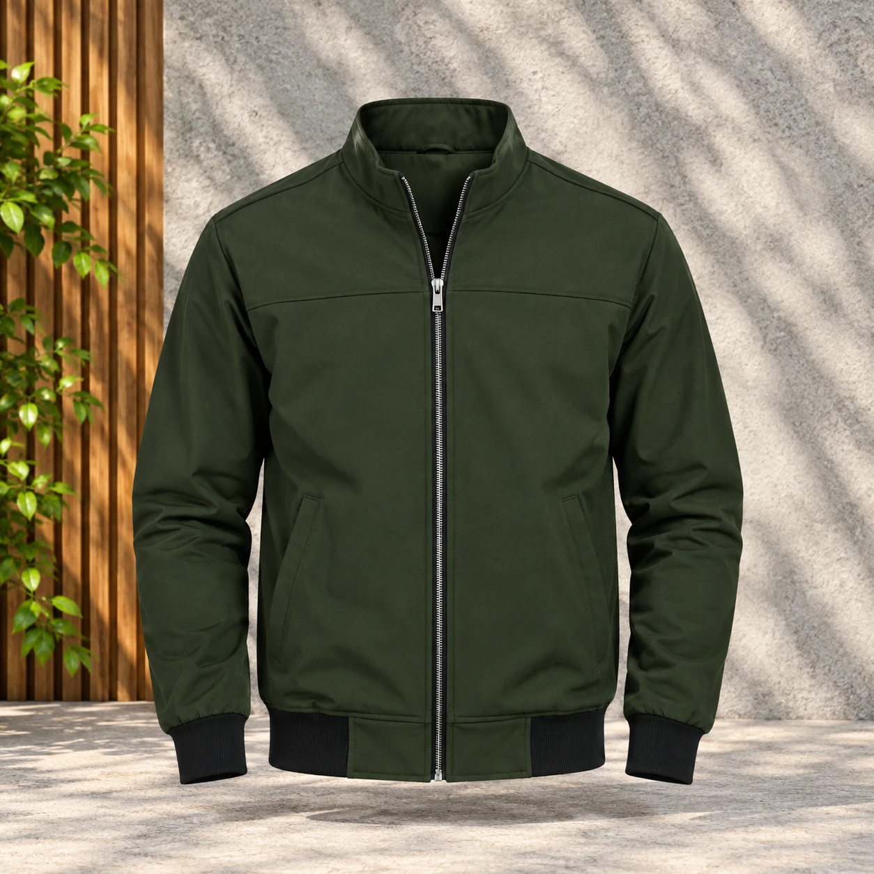 BH-410 | Versatile Layering Jacket - Olive Green - Metal Zipper
