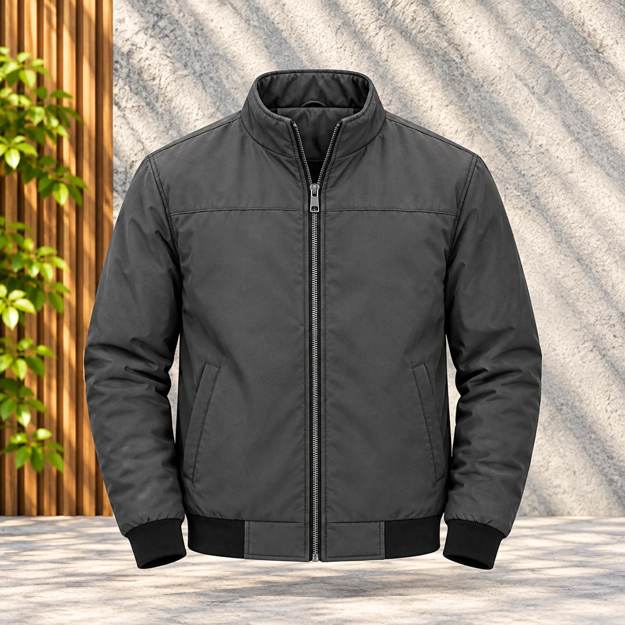 SKN-70 Charcoal Grey High-Neck Jacket