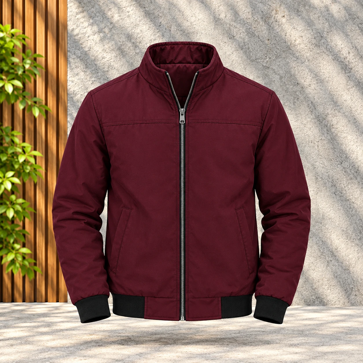 SKN-195 Maroon High-Neck Jacket